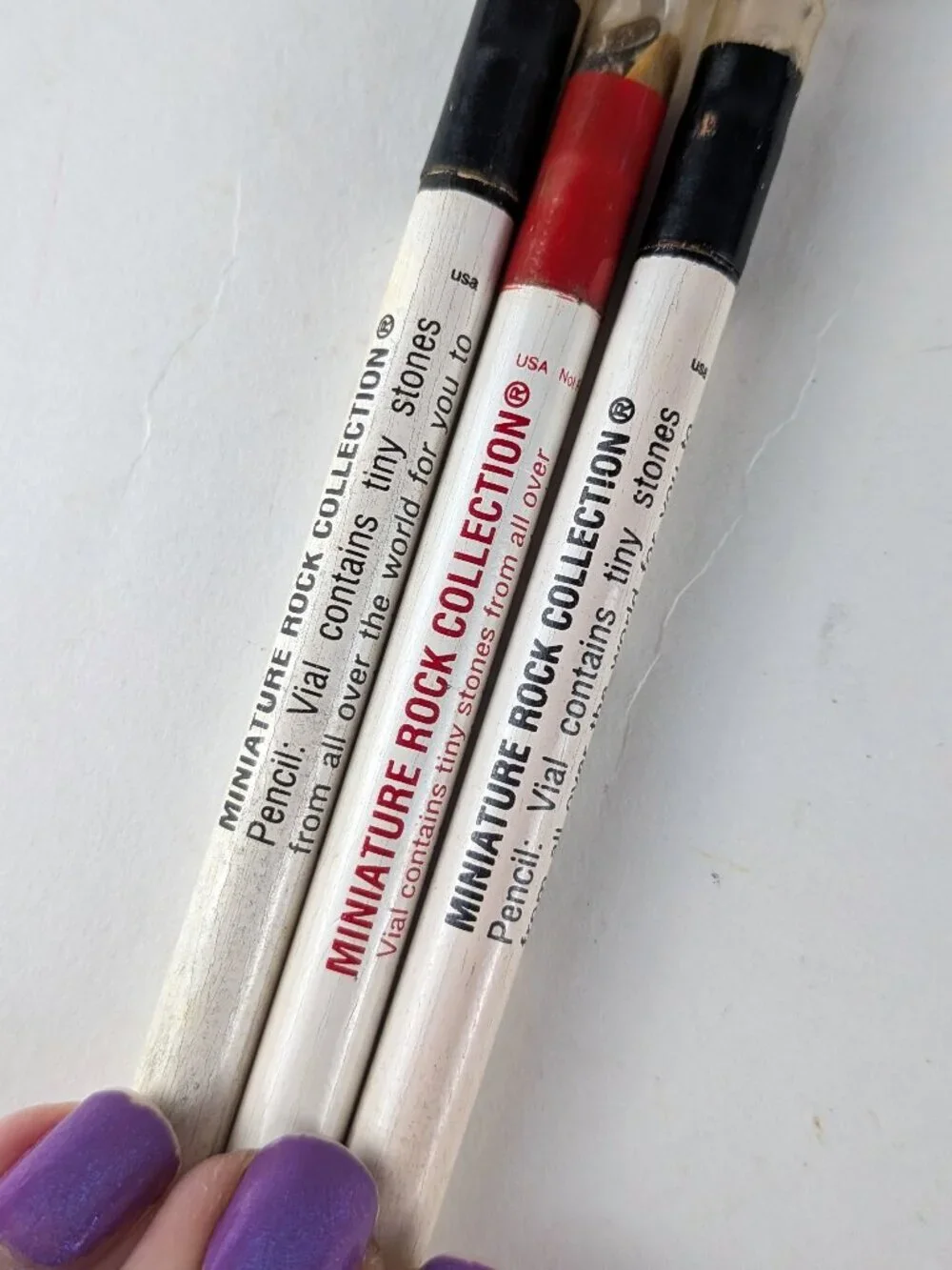 Vintage 90s Mini Rock Collection Souvenir Pencils Lot x3